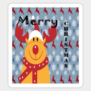 Merry Christmas, Rudolph, Snowflake, Reindeer Christmas Cards & other Products Sticker